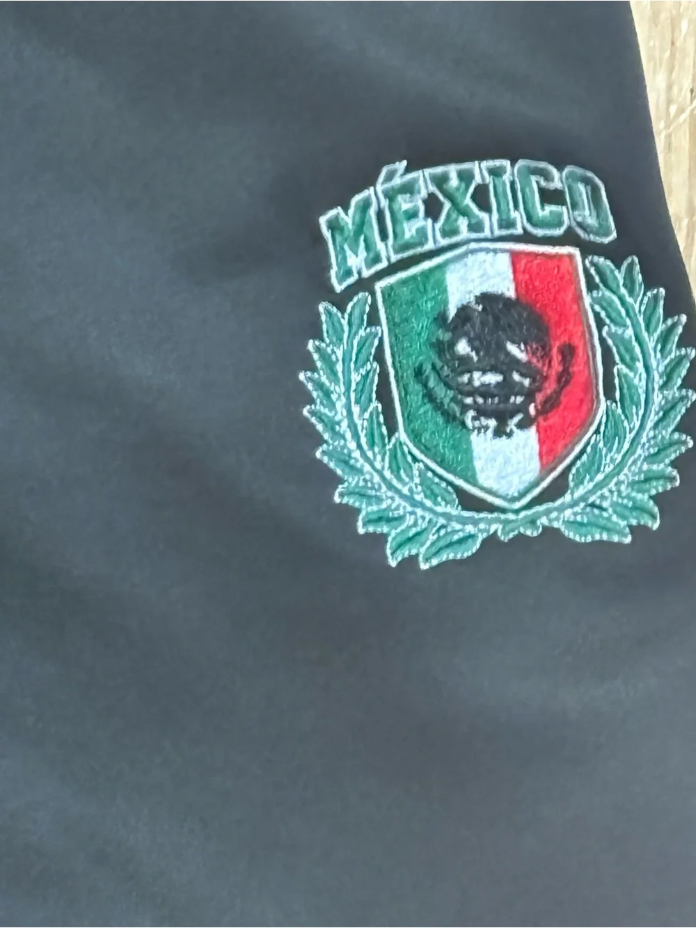 Original Deluxe Black Athletic Shorts with Green & Red Mexico Crest